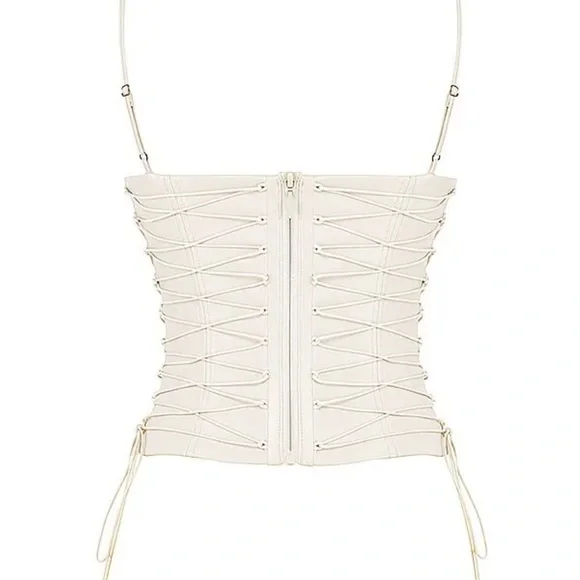 HOUSE OF CB 'Antonella' Off White Vegan Leather Corset NWT - Picture 5 of 7